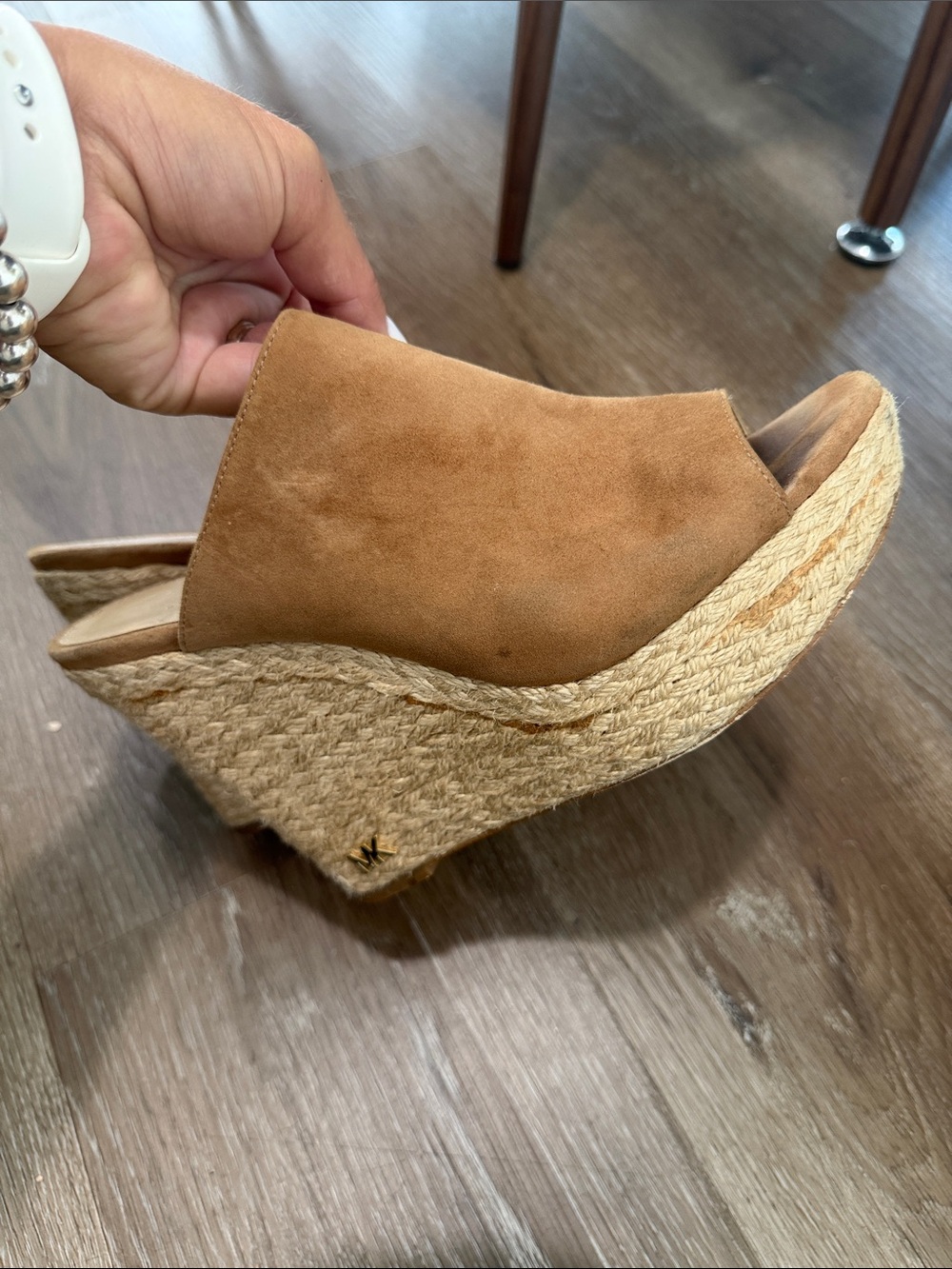 Michael Kors Cognac Suede Espadrille Wedge Mules